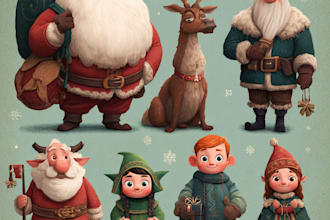 illustrate christmas card, christmas character