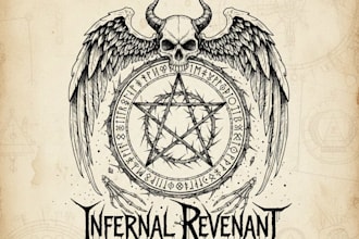 hand draw an occult horror metal logo for your band