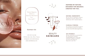 design promotional brochure for medspa, skincare, product catalog and lookbook
