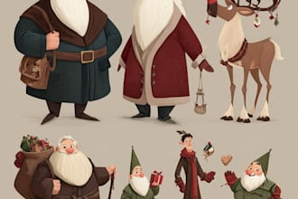 illustrate christmas card,christmas character