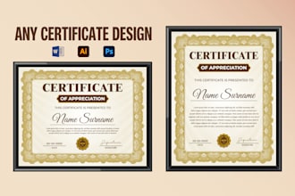 do professional certificate, custom certificate, award certificate and diploma