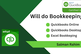 provide monthly bookkeeping in quickbooks