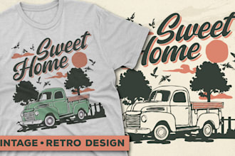 design a premium retro vintage tshirt illustration for your brand