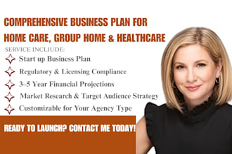 write comprehensive startup business plan for home care, group home, health care