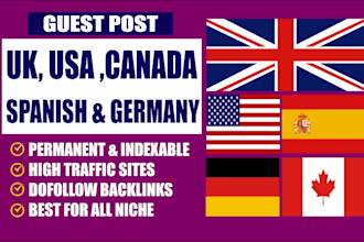 do premium guest post backlink on high da UK, USA, germany, spanish ,canada blog