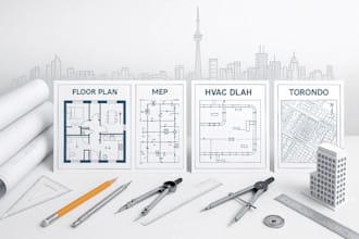 draw 2d floor plan mep site plan hvac and plumbing for toronto