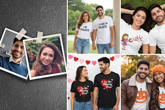 combine 2 single photos into one romantic portrait, perfect gift