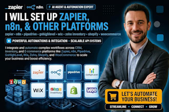 set up zapier n8n pipedrive gohighlevel wix zoho inventory shopify woocommerce