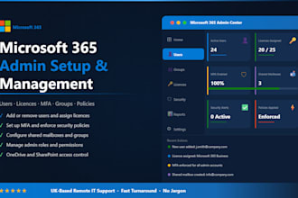 set up users licences and security settings in microsoft 365 admin centre
