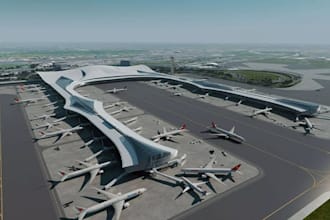 2d, 3d airport design, amusement park, 2d layout, airport signage and remodeling