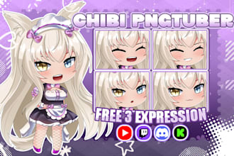 design custom chibi png tuber model with cute style vtuber for streaming