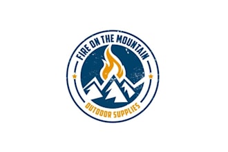create a hot logo for fire on the mountain outdoor supplies