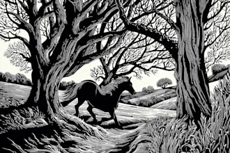 create stunning handcrafted linocut style illustrations