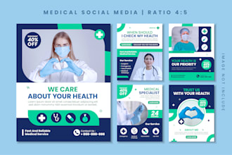 design social media post medical, real estate, food, product