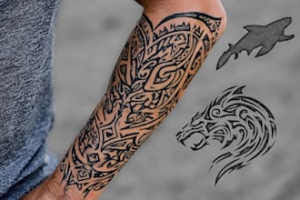 make your sleeve tattoo, tribal tattoo, realistic tattoo