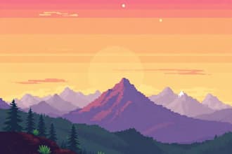 draw pixel art background and landscape