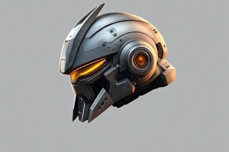 draw mecha helmet, weapon, armor concept