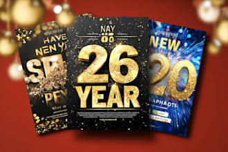 design christmas and new year events, parties, flyers and poster