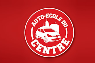 design monogram classic driving school logo