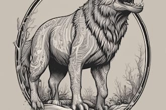 create animal linocut tshirt design