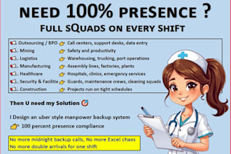 create an uber style manpower backup system for 100 percent presence compliance