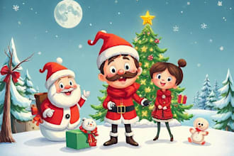 draw a christmas cartoon caricature