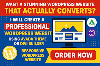 build wordpress website with avada, theme clone, divi builder landing page