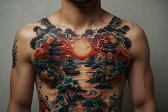 making a tattoo design in japanese style