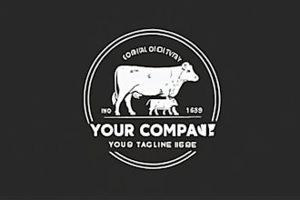 design awesome farm cow calf logo for you