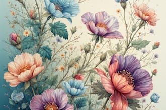 draw flowers for wall art, patterns, prints and textile