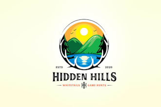 design modern hunters and outdoors men and women logo