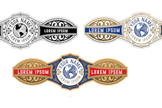 design a minimalist cigar label, cigar band, cigar ring and cigar box logo
