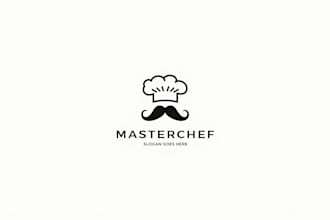 design outstanding mustachioed chef logo in 12 hours