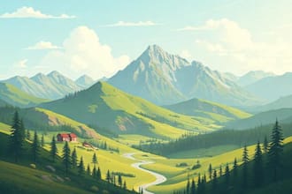 illustrate fantastic flat vector landscape illustration