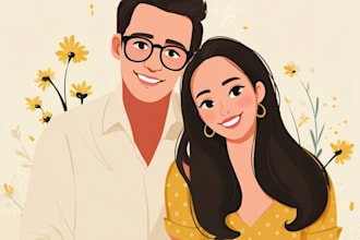 design couple portrait wedding portrait illustration