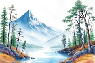 draw a watercolor landscape illustration