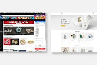 build modern wix jewelry website design with product upload and store setup