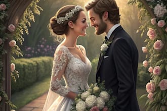 draw couple portrait wedding portrait illustration
