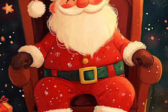 illustration christmas caricature, office holiday caricature