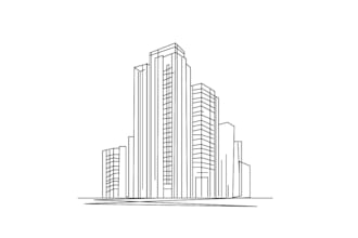 design line art illustration for buildings and landmarks