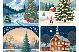 design unique christmas illustrations, cards, and holiday