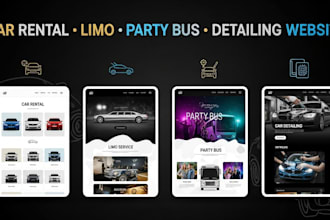 design car rental party bus rental limo service website car detailing website
