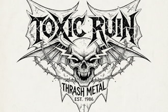 design hand draw a classic 80s thrash logo