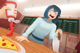 illustrate a scene for you with a background if u need it
