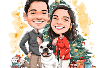 draw caricatures for couples, families, weddings