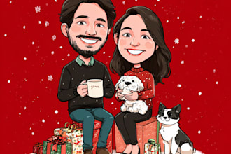 draw caricatures for christmas, birthday couples and wedding