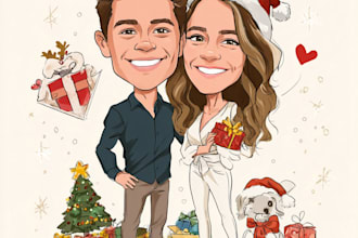 draw caricatures for couples, families, weddings