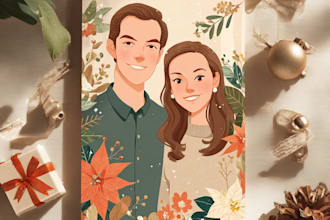 draw a beautiful illustrated christmas card