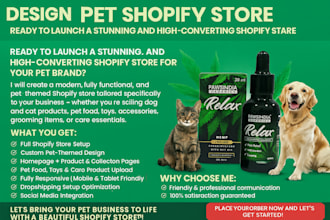 design pet shopify store dog cat store pet foods store pet toy pet care website