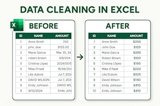 clean, format, and transform large excel data up to 1m rows